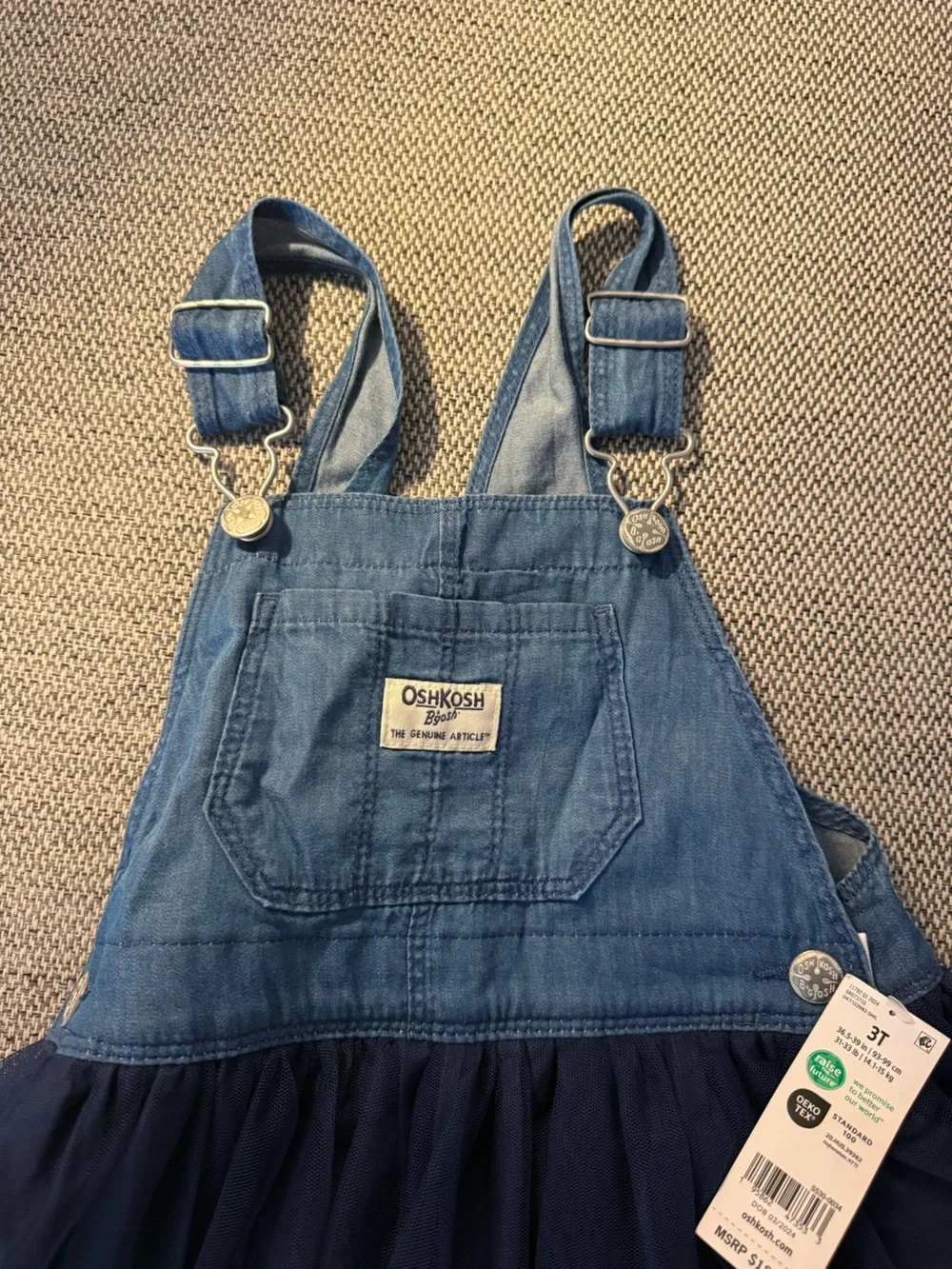 OshKosh B'gosh Denim Bib Overall Dress in Navy